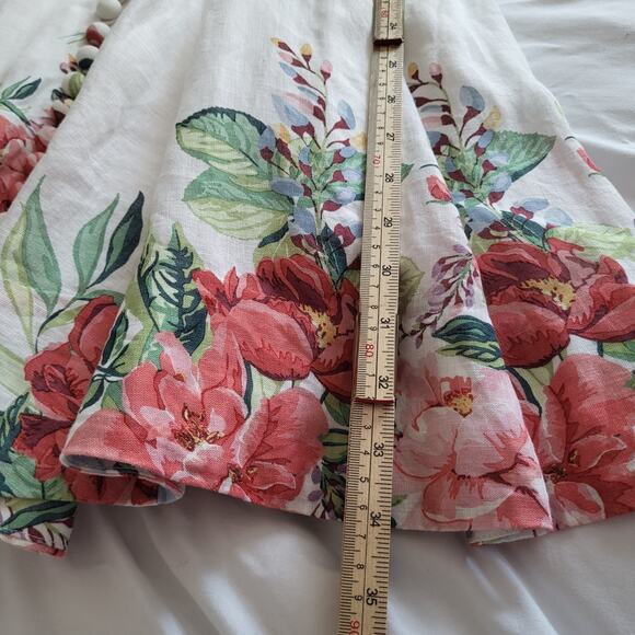 $695 Zimmermann Linen White Bellitude Strapless Shirred Floral-print Min… - Picture 14 of 16